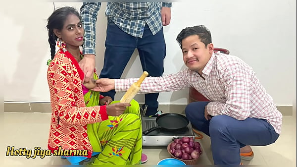 First time sex with bhabhi in kitchen with two dever'_s threesome sex