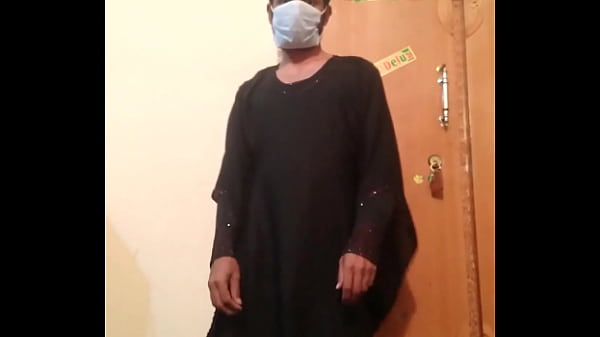 Hot Pakistani gay boy masturbating with Hot black gown with dancing